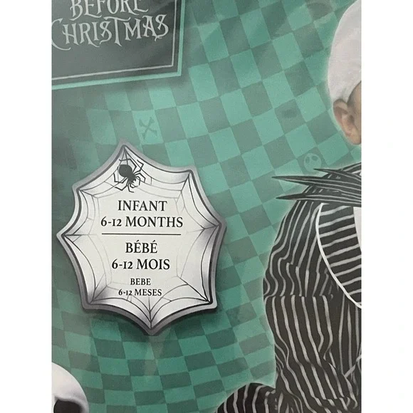 Jack Skellington Nightmare Before Christmas Halloween Costume Infant 6-12 Months - Picture 2 of 3